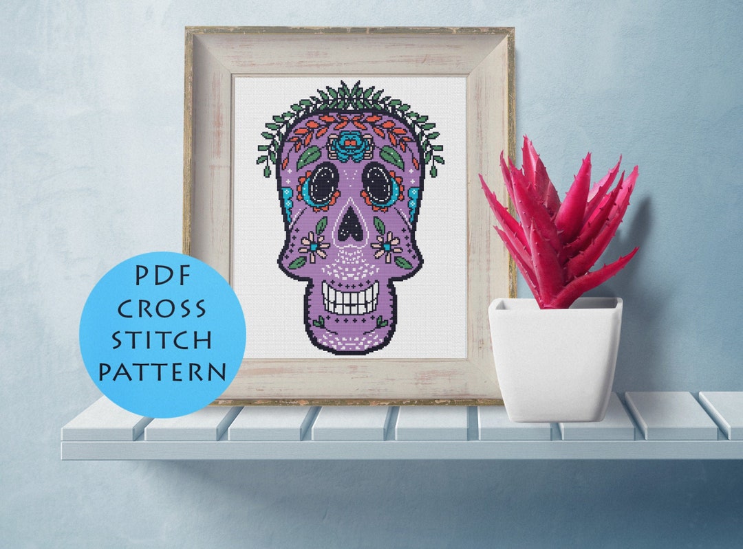 Sugar Skull Cross Stitch Pattern PDF Instant Download Printable Chart ...