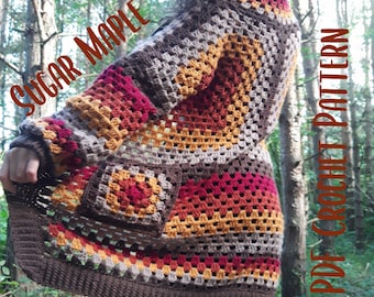 Sugar Maple Cardigan - PDF instant digital download crochet pattern | easy beginner crochet pattern | granny boho cardigan | Christmas gift