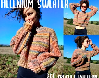 Chunky Crochet Sweater Pattern – Helenium Cosy Fall Design (PDF Pattern)
