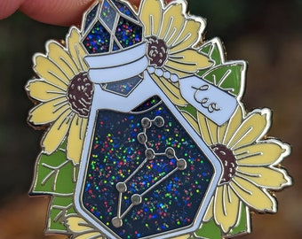 Leo Zodiac Potion Bottle Enamel Pin | Glitter Star Sign