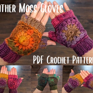 Feather Moss Fingerless Gloves PDF digital crochet pattern instant download crochet gloves beginner crochet pattern Christmas gift image 1