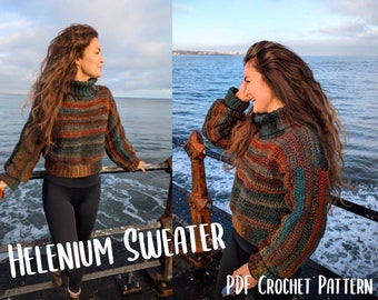 Helenium Sweater | PDF crochet pattern | instant beginner digital download | handmade cosy easy granny square crochet pattern