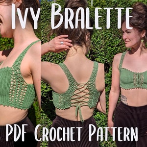 IVY Crop top | bralette PDF crochet pattern | summer festival boho crop top | beach bikini crochet top | download step by step easy beginner
