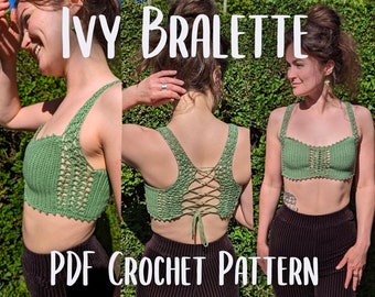 IVY Crop top | bralette PDF crochet pattern | summer festival boho crop top | beach bikini crochet top | download step by step easy beginner