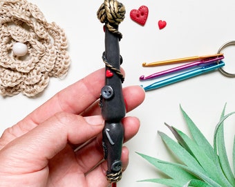 Ergonomic Crochet Hook, Polymer Clay crochet Handle, Arthritis Friendly crochet hook, Funny crocheting, crochet gift