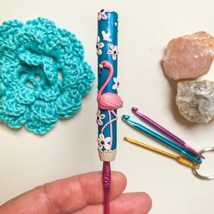 Flamingos crochet hook, Interchangeable crochet hook, Flamingoes design, Crochet gift, Crochet tools, Handmade crochet hook, Craft tool