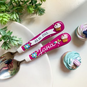 Personalisierte Babybesteck: Name & Datum, handgefertigte Utensilien