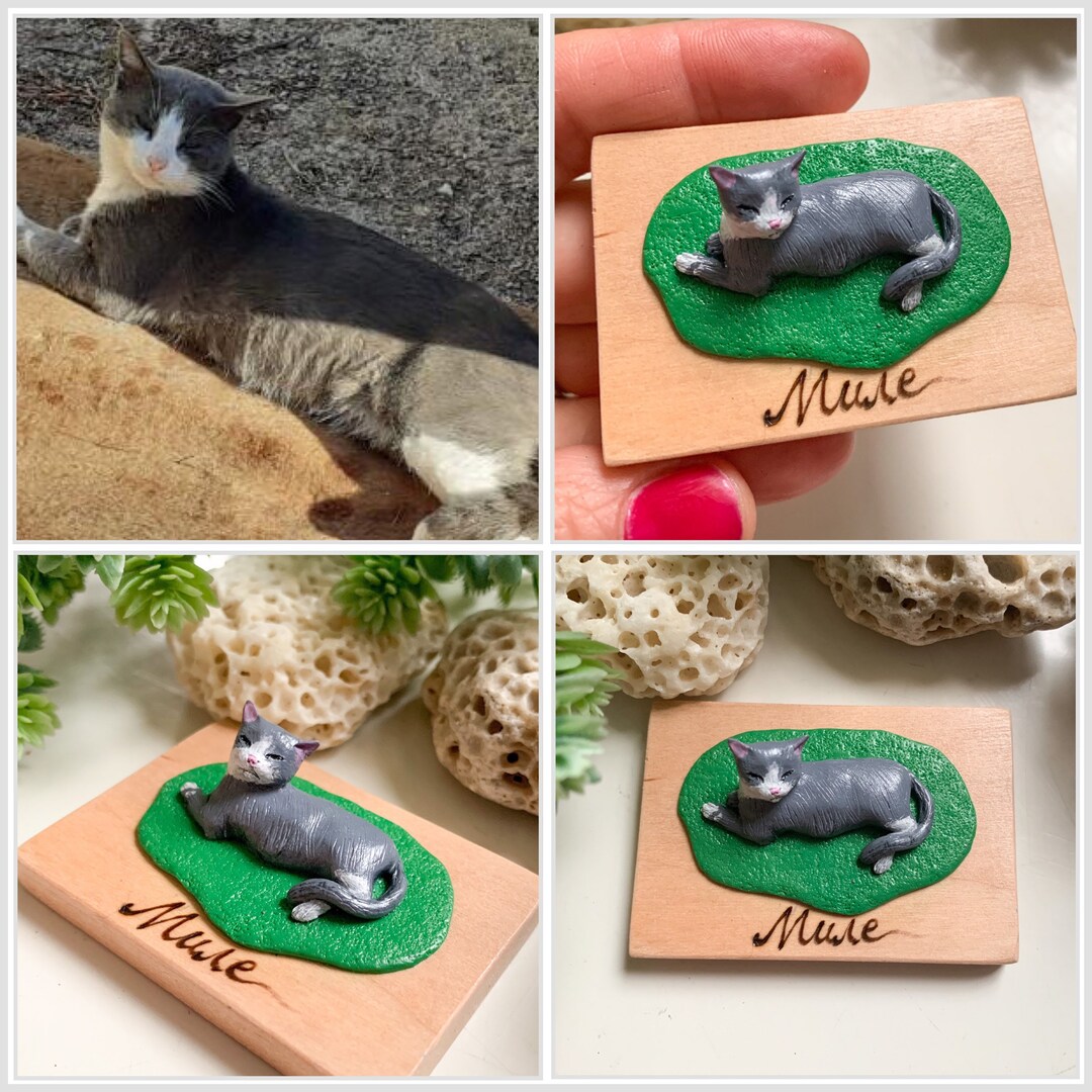Personalized Cat Figuri With Stand and Name Cat Keepsake Etsy