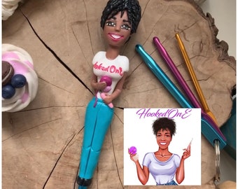 Mini You aangepaste haaknaald, LOGO beeldje polymeerklei haak, haakcadeau, haakgereedschap, handgemaakt haken origineel cadeau