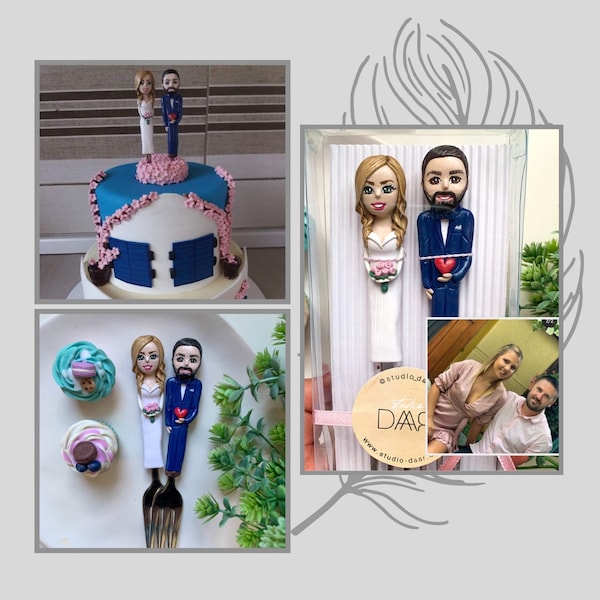 Personalized Couple Dessert Forks Wedding Cake Topper Keepsake Gift Bride and Groom Figurines Decoration