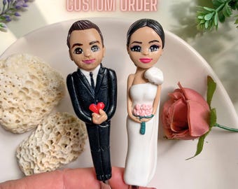 Personalisierte Hochzeitstorte Topper Gabeln, benutzerdefinierte paar Figuren Braut und Bräutigam Andenken Geschenk