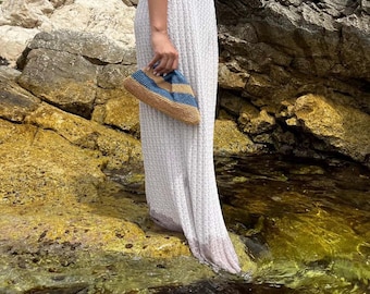Handgemachte Clutch aus Bast – Gehäkelte Sommerhandtasche – Tasche aus Naturfaser