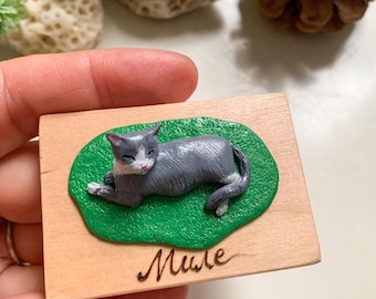 Personalisierte Katzenfigur: Polymer Clay Haustier Gedenkstätte, Cat Cake Topper