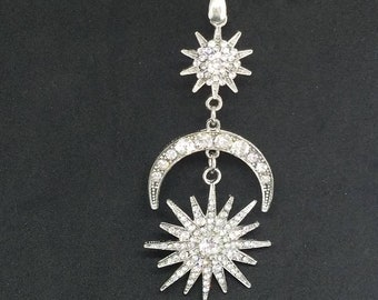 Silber Mond Halskette, Sailor Mond Halskette, Halbmond Halskette, Starburst Halskette, himmlische Mond Halskette, Statement Halskette