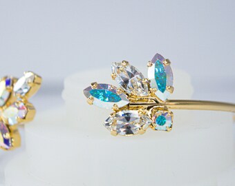 Swarovski Crystal Bridal Bracelet, Gold Arm Cuff, Nickel Free