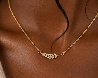Leaf Necklace, Dainty Stainless Steel Chain, Bridal Jewelry