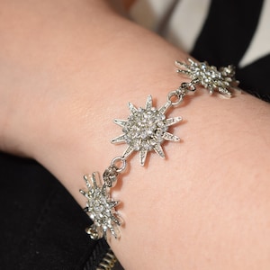 Zilveren armband Starburst, armband zon, armband maan, armband ster, armband ster, armband ster maan, hemelse armband