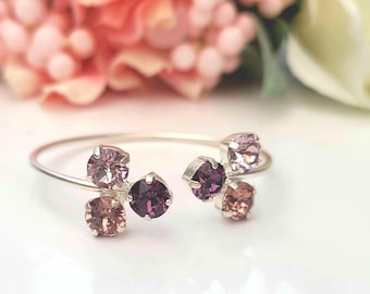 Crystal Bridal Bangle, Gold Open Cuff Bracelet, Wedding Jewelry