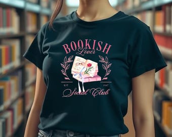 Bookish Lover Social Club T-Shirt, 100% Cotton Bookworm Tee