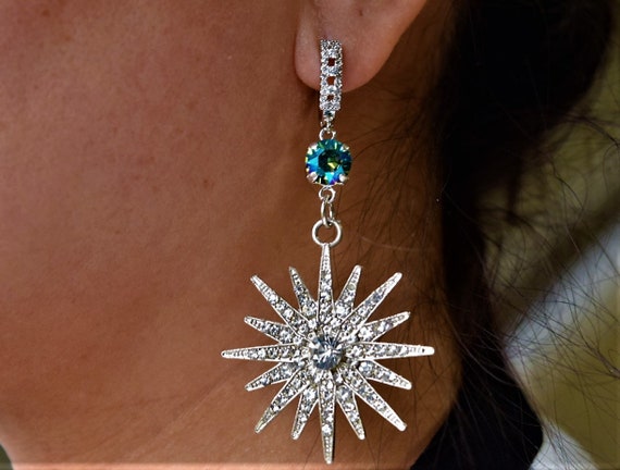 Zinc Alloy Swarovski Element Dangle Drop Star