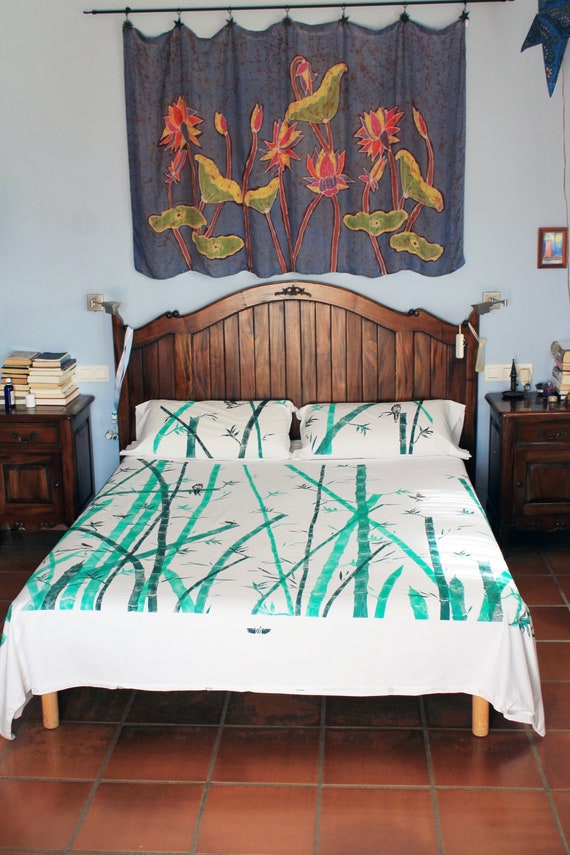 Print Duvet Cover Bed Linen Duvet Green Pink Bed Cotton Duvet Etsy
