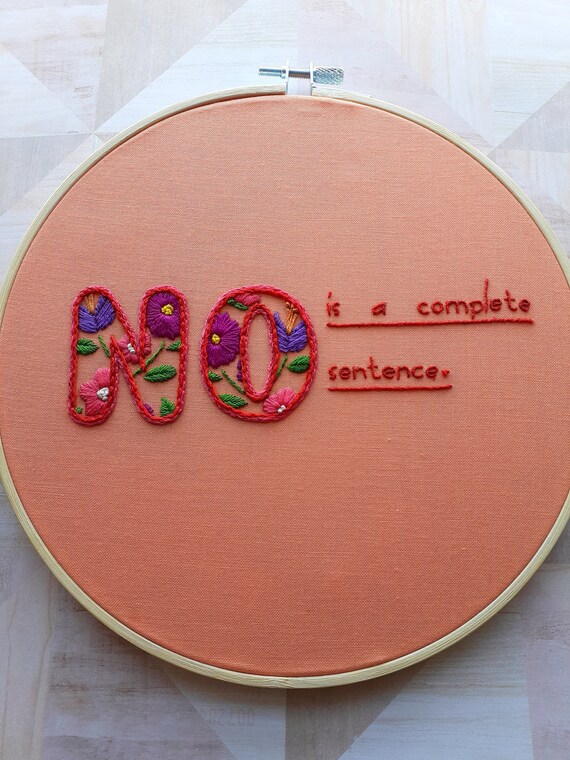 PDF Hand Embroidery Pattern No is a Complete Sentence Etsy
