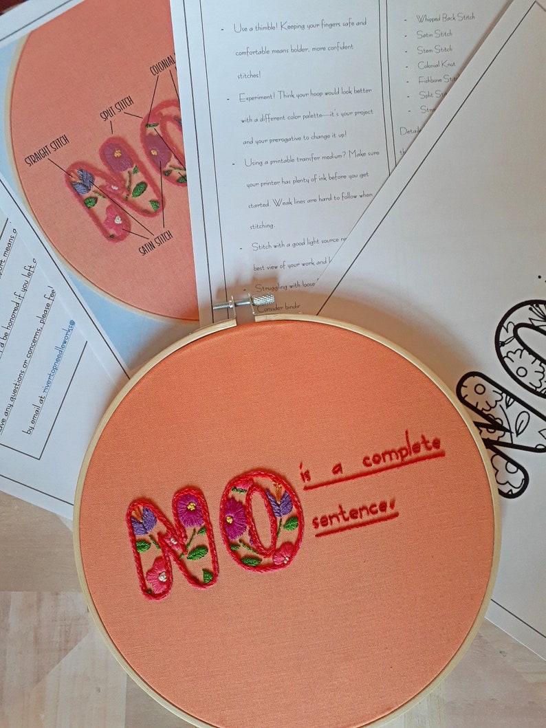 PDF Hand Embroidery Pattern No is a Complete Sentence Etsy