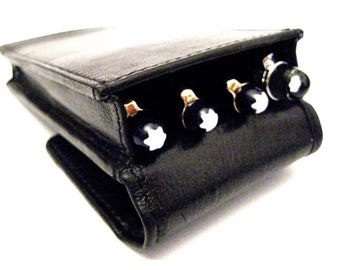 Real Soft Leather Had Made Blue Triple Quadruple Magnetic Pen Case//Pouch