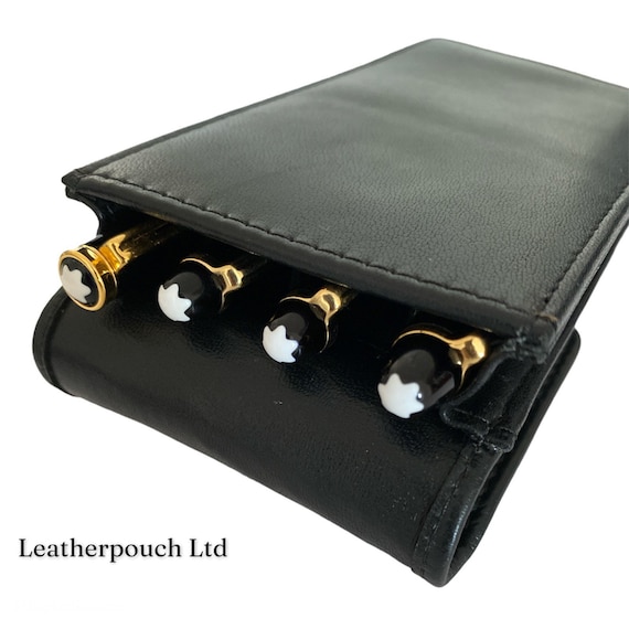 Leather Quadruple Black Pen Case pouch Etsy Singapore