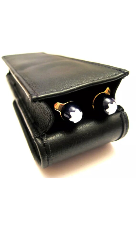 Pen Pouch Real Leather quality hand made Black Triple Magnetic Flap Pen Case