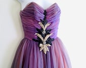 Ethereal Faery Princess Lavender Beaded Chiffon Taffeta 50 39 s Vintage Debutante Prom Dress Size AU 6 - 8 US 4 - 6 Halloween Costume