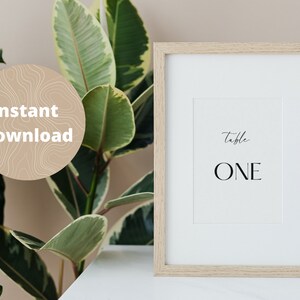 Elegant Minimalist Printable Digital Table Numbers 5x7 Inch Numbers 1 to 10 With Instant Download