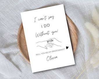 Minimalist Bridesmaid Proposal Card Template | Editable Canva Bridal Party Invitation (Digital Download)