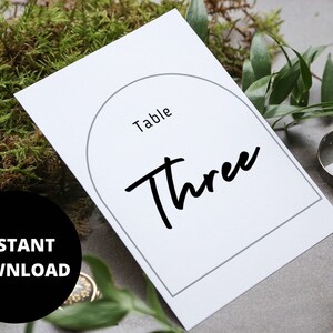 Minimalist Printable Digital Table Numbers 5x7 Inch Numbers 1 to 10 With Instant Download