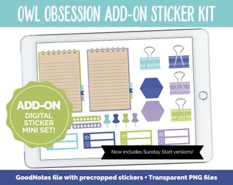 Owl Obsession Add-On Digital Planner Stickers