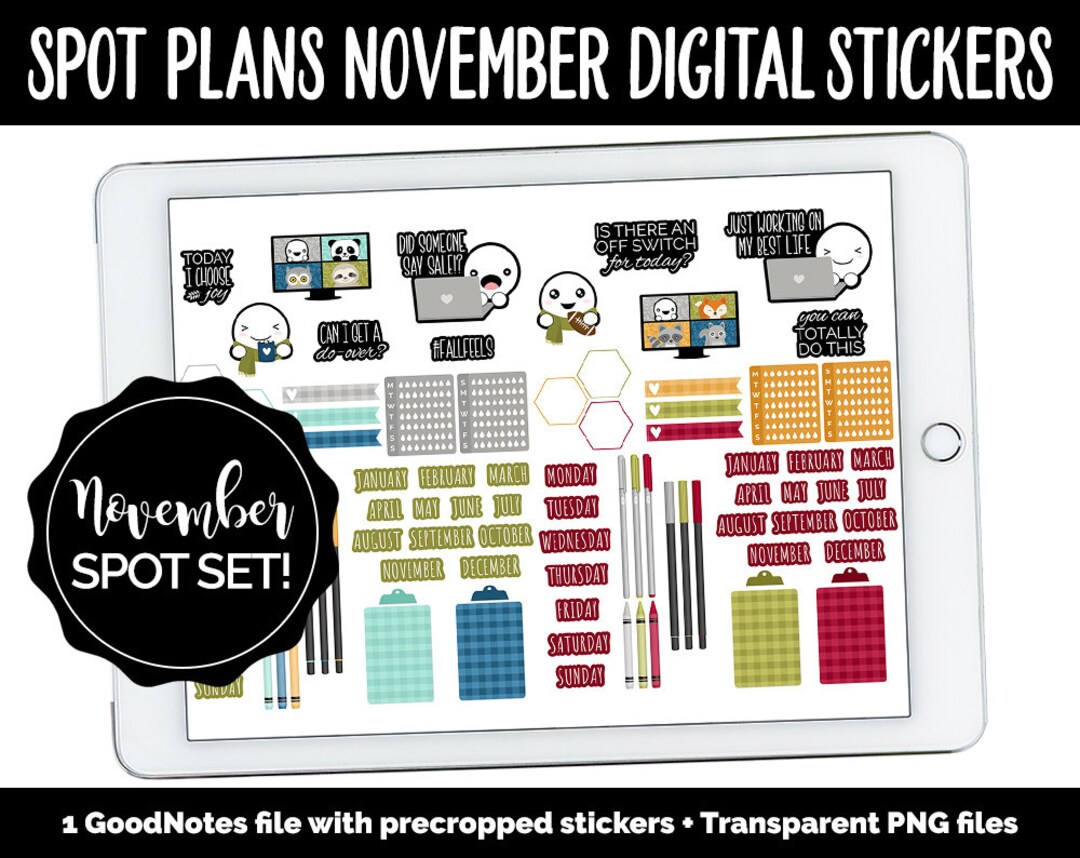 Spot Plans November Digital Stickers | iPad & Android | Thanksgiving ...