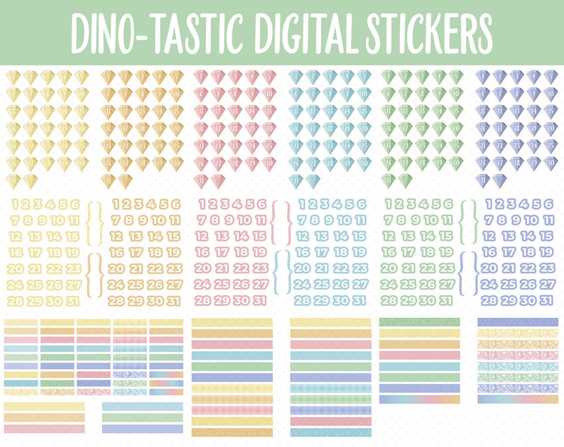 Dino-tastic Digital Sticker Mega Bundle | GoodNotes & iPad | June, Dinosaurs, Kawaii, Activities, Goals, Tasks image 9