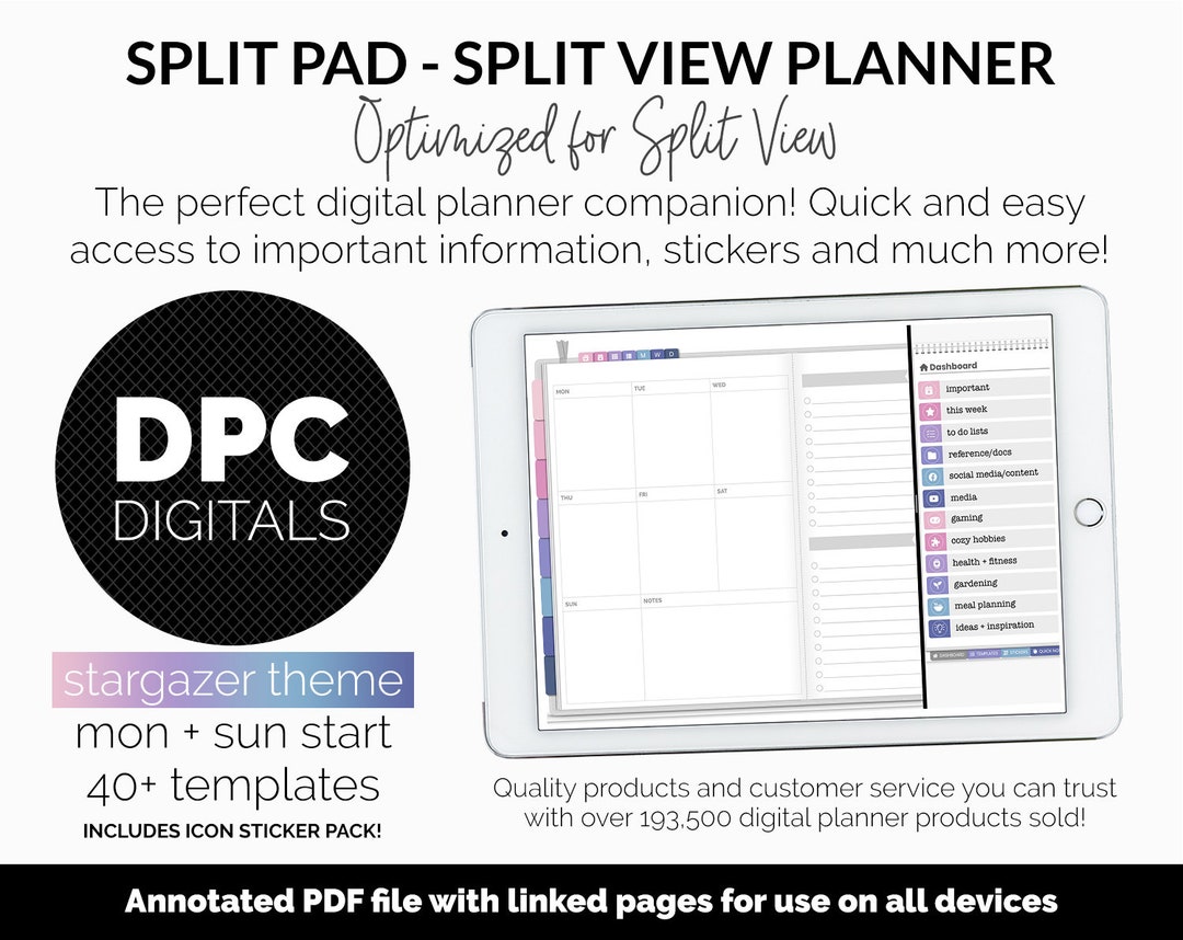 Split Pad | Split View Digital Planner | Stargazer Theme | Goodnotes ...