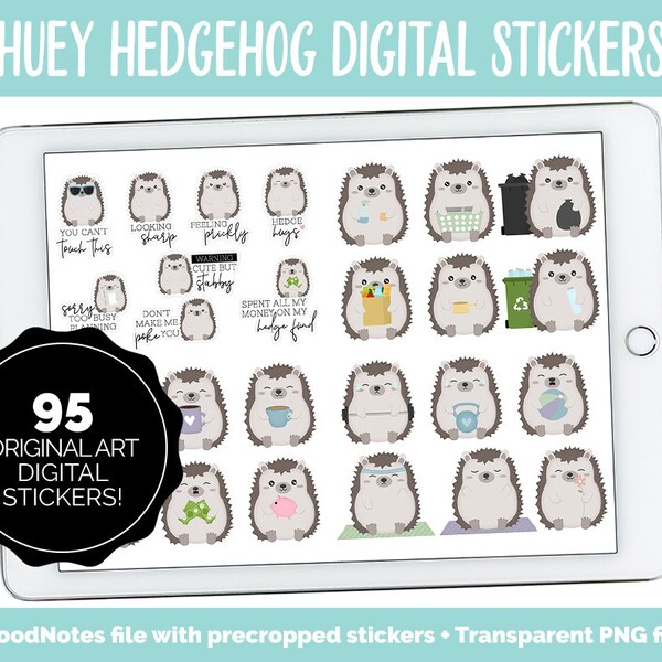 Huey der Igel Digital Planner Stickers | iPad & Android | Kawaii, Putzen, Arbeit, Aufgaben, Aktivitäten, Planen