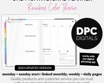 Get Fit One Month Digital Planner | Rainbow Theme | GoodNotes, iPad, Android | Workout, Fitness, Health, Wellness, Self-Care