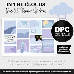 In den Wolken Digitale Planer Aufkleber | GoodNotes, iPad und Android | Kawaii, Aktivitäten, Mai, Frühling, Wetter | Schweben Motiv