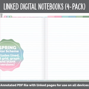 Linked Digital Notebooks 4- Pack | Spring Theme | Goodnotes, iPad ...