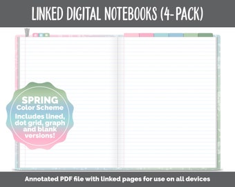Linked Digital Notebooks 4- Pack | Spring Theme | GoodNotes, iPad & Android