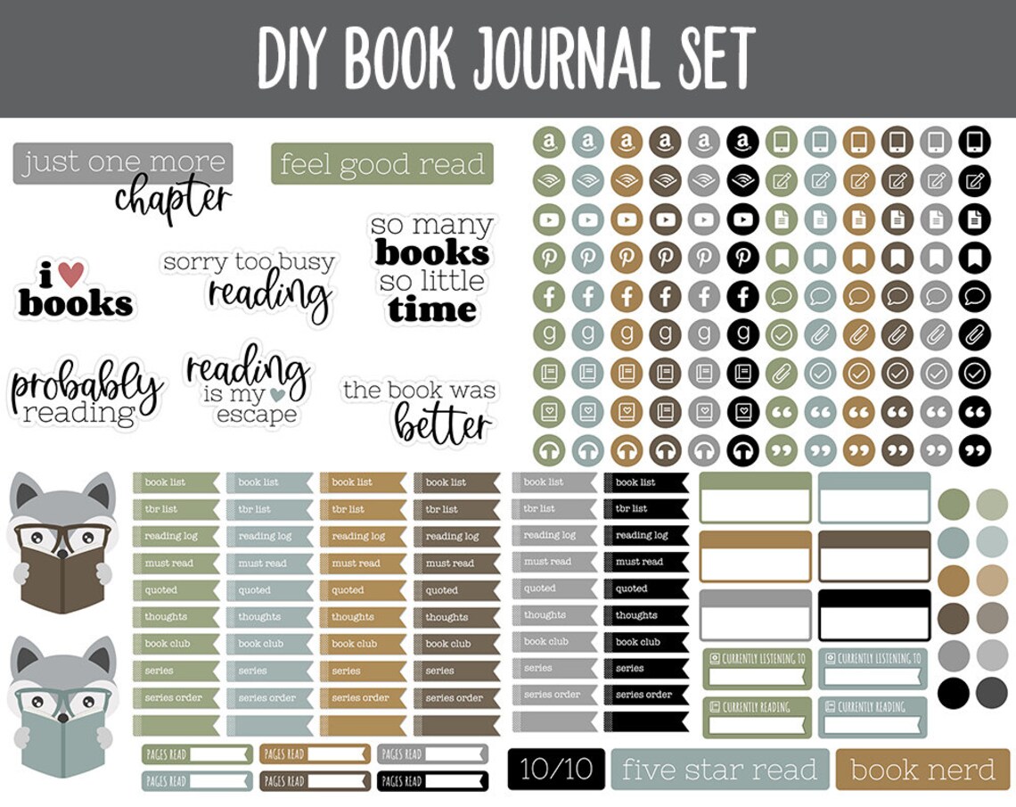 DIY Digital Book Journal + Sticker Set | Goodnotes, iPad & Android ...