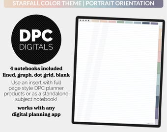 8-Subject Portrait Digital Notebooks 4- Pack | Starfall Theme | iPad & Android
