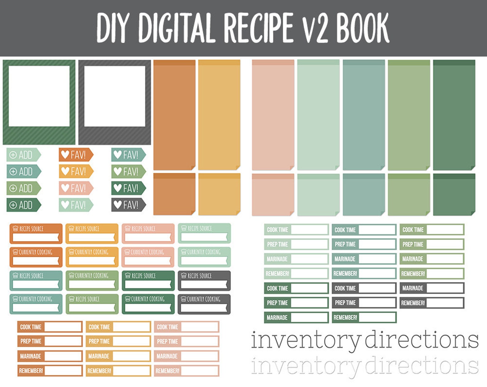 UPDATED DIY Digital Recipe Book V2 Sticker Set Goodnotes - Etsy