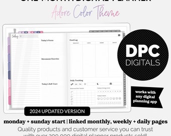 Get Fit One Month Digital Planner | Adore Theme | GoodNotes, iPad, Android | Workout, Fitness, Health, Wellness, Self-Care