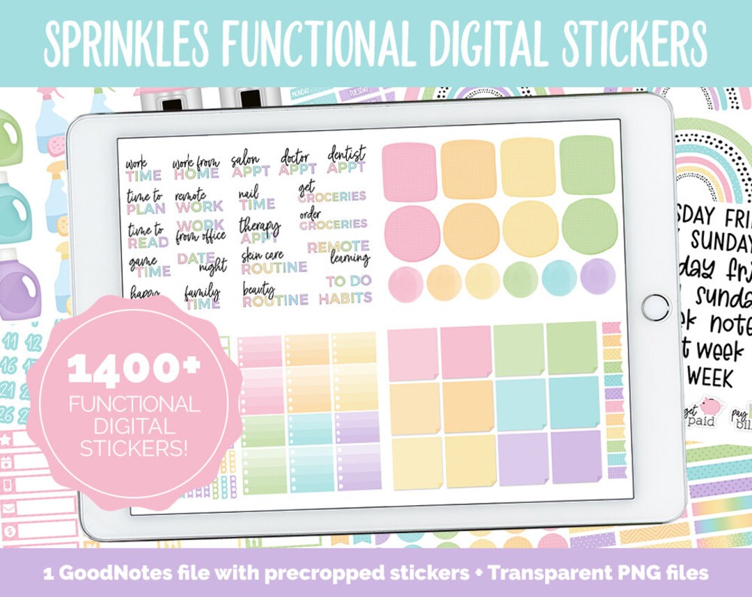 Sprinkles Functional Digital Sticker Set | Goodnotes, iPad & Android ...