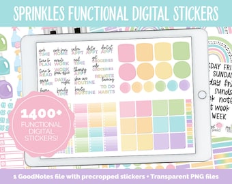 Sprinkles Functional Digital Sticker Set | GoodNotes, iPad & Android | Papers, Sticky Notes, Chores, Work, Adulting, Tasks, Dates