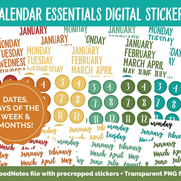 Kalender Essentials Digitale Aufkleber | Thema Roadtrip | iPad & Android | Reise, Urlaub, Ferien
